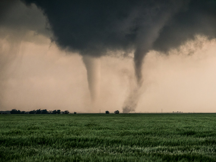 Picture of a multiple vortex tornado